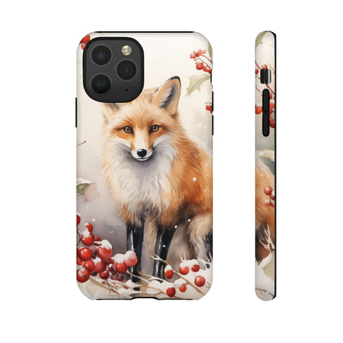 Christmas Fox in a Wreath of Red Berries - Impact Resistant Phone Case iPhone 11 Pro Matte
